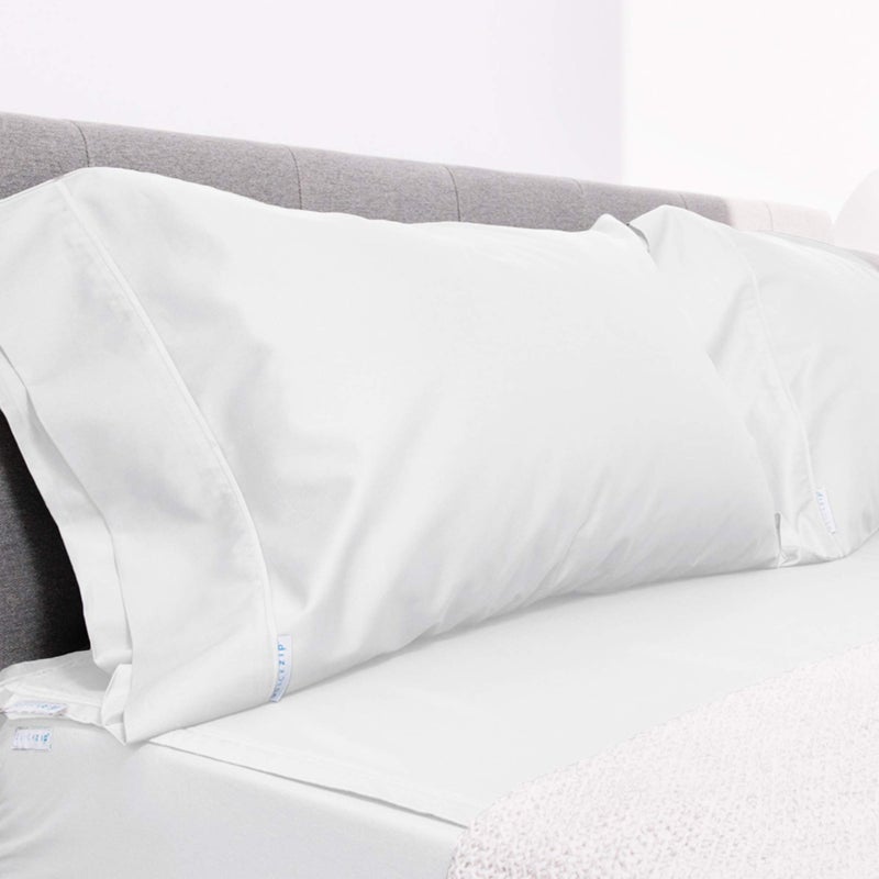 QuickZip Sateen Pillow Case Standard/Queen Size (20” X 32”) Pillowcases, Set of 2, 100% Cotton Pillow Covers with Envelope Closure, White - Image 2